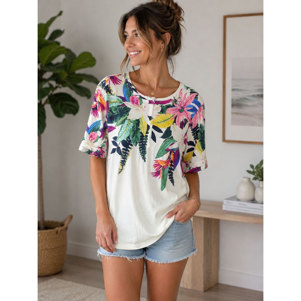 Chico's BOTANICAL EVERYDAY TEE Size XL